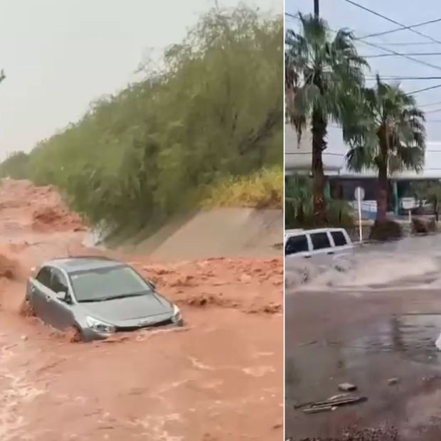 Inundaciones en Guaymas, Sonora: Vehículos son Arrastrados por la Corriente
